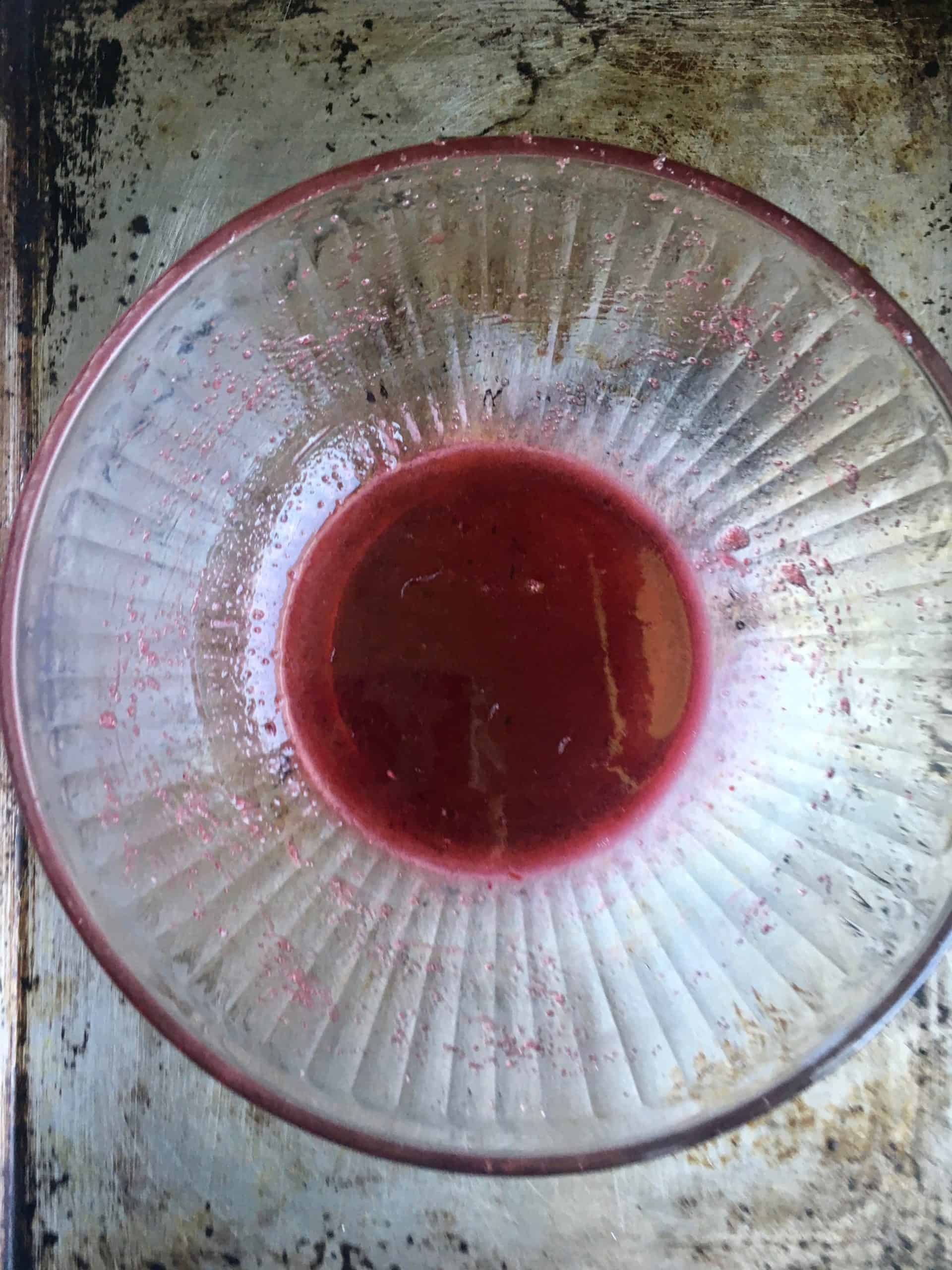 cherry, sugar and lime juice in a mixing bowl (small amount)