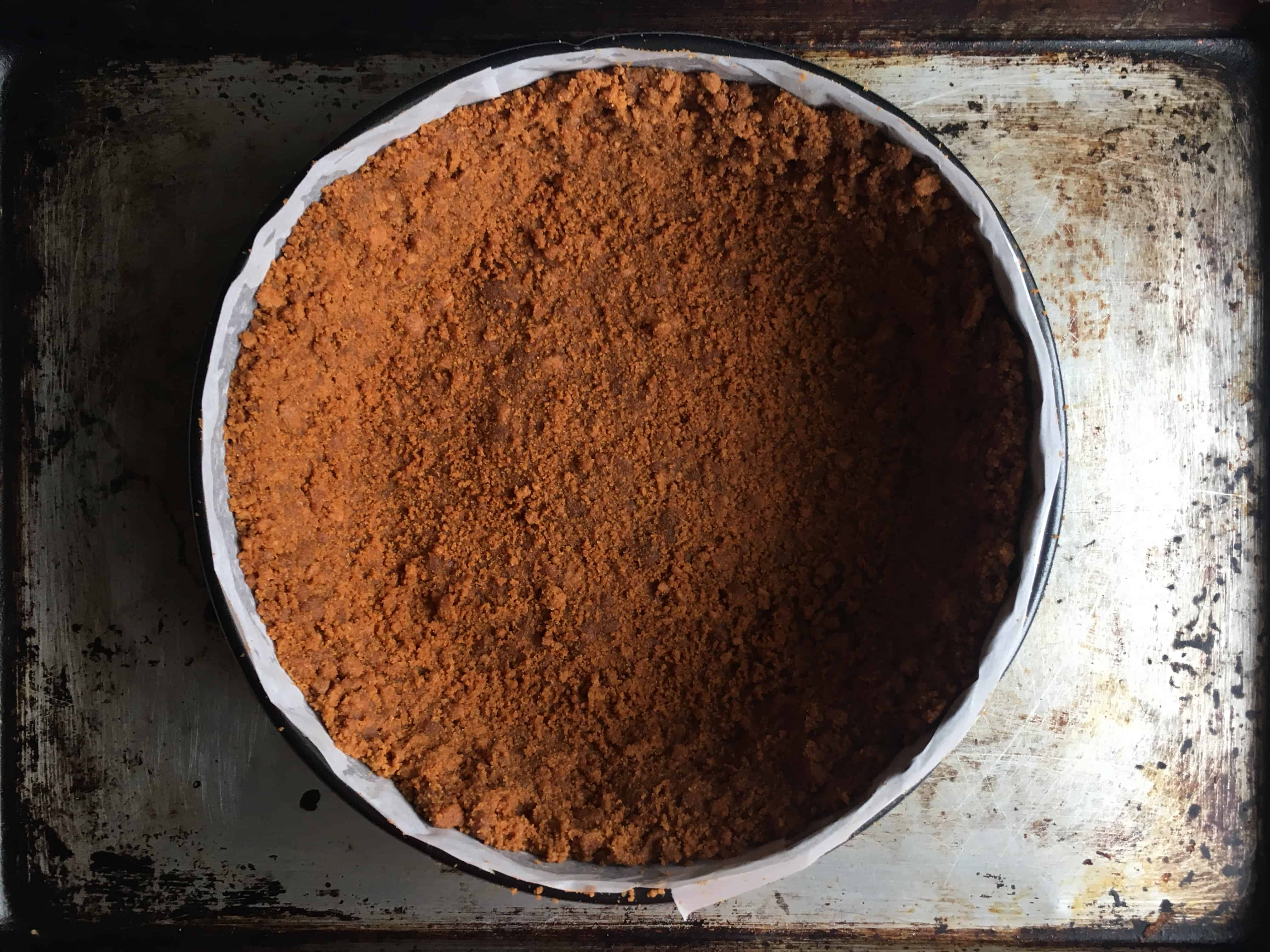belgian cookie crust in 9 inch springform cake pan