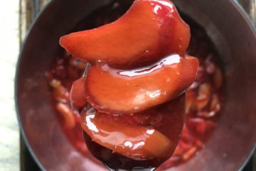 spoonful of strawberry-rhubarb pie filling