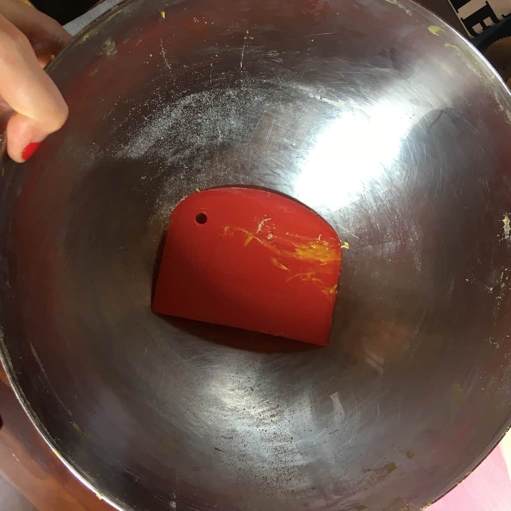 Bench scraper (aka dough scraper for cleaning the bowl or worktops.