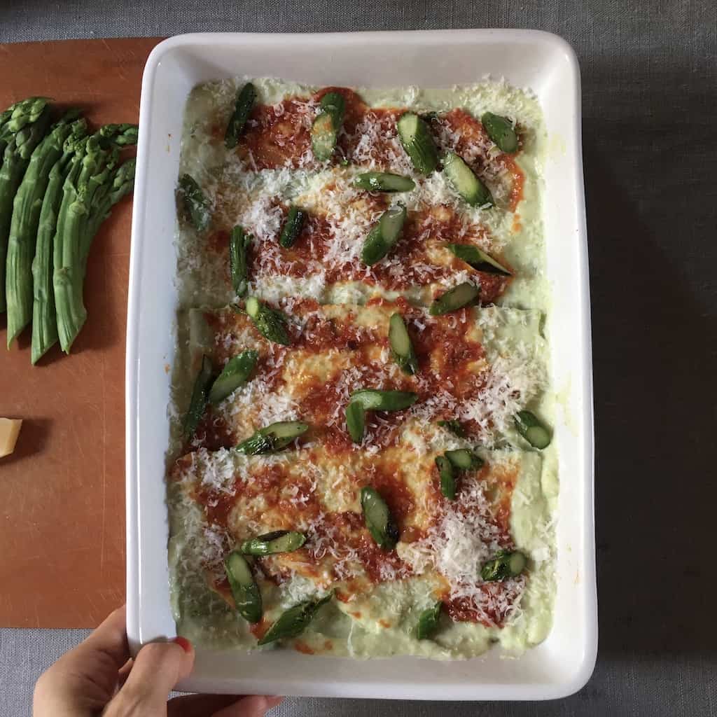 more chopped asparagus added