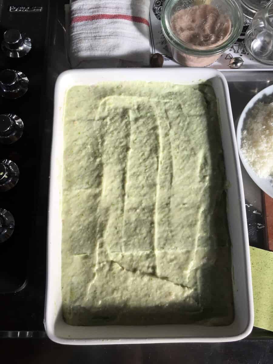 bechamel covered lasagna dish