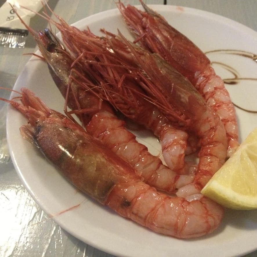 closeup raw Italian shrimp on a plate