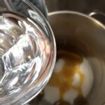 adding water to the sugar and golden syrup