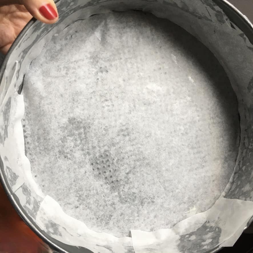 prepared parchment-lined springform pan
