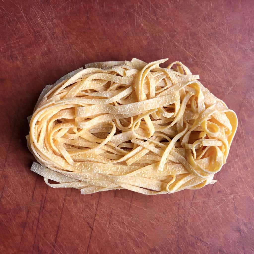 Fettuccine egg pasta "nest" uncooked