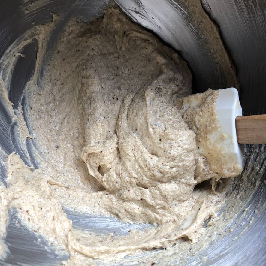 creamed butter and sugar mixture with egg and vanilla mixed in