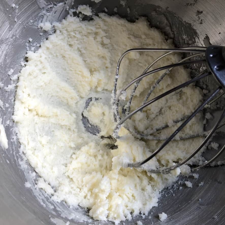 creamed butter and sugar in mixing bowl
