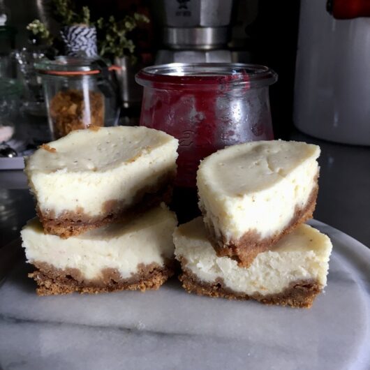double stacked mini vanilla bean cheesecakes