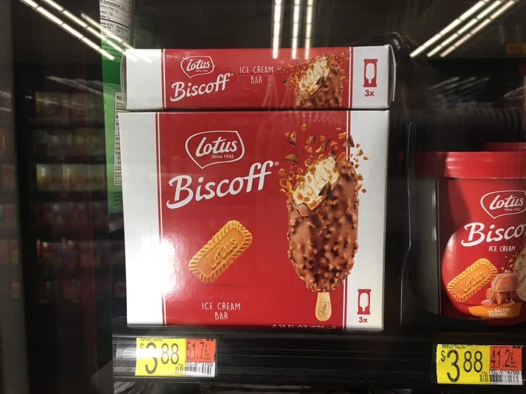 A box of Biscoff ice cream bars at a local grocery store