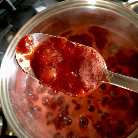 Strawberry Jam Sauce in a spoon