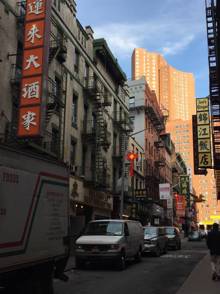 A view of a street in NYC Chinatown