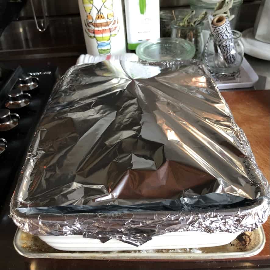 the parmigiana covered tightly with aluminum foil