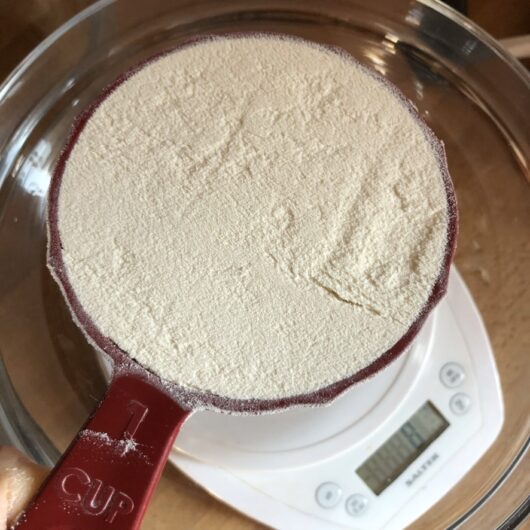 a perfectly measured cup of flour using the scoop and level method
