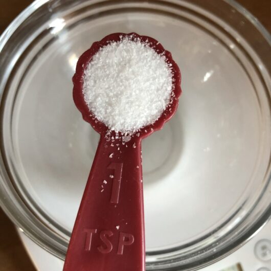 a teaspoon holding kosher salt