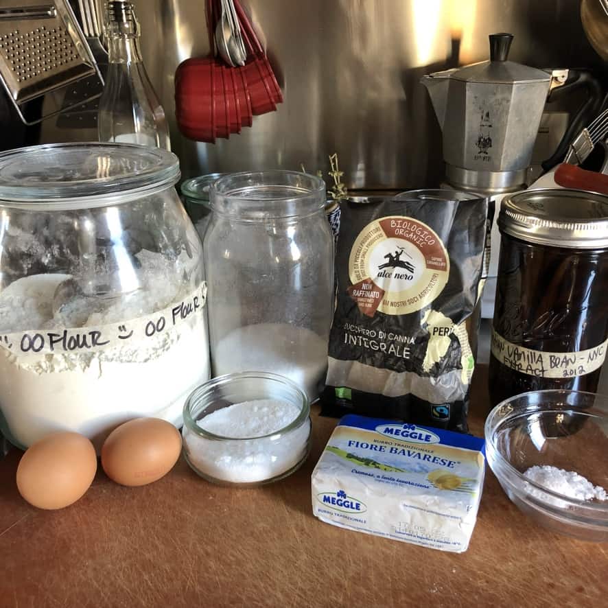 chocolate chip cookie ingredients on a cutting board