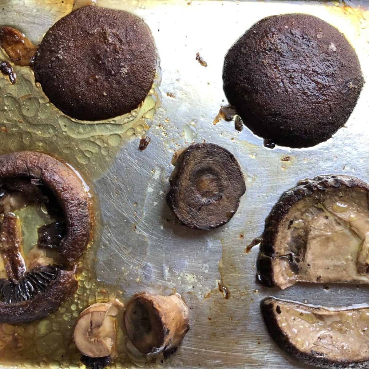 perfectly oven roasted portobello mushrooms sliced in half