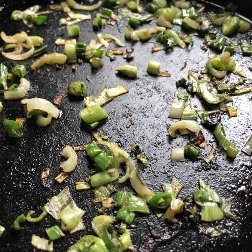 sauteed scallions and garlic.