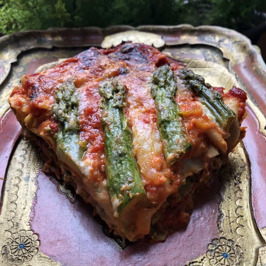 a beautifully layered slab of Speck and Asparagus Lasagna
