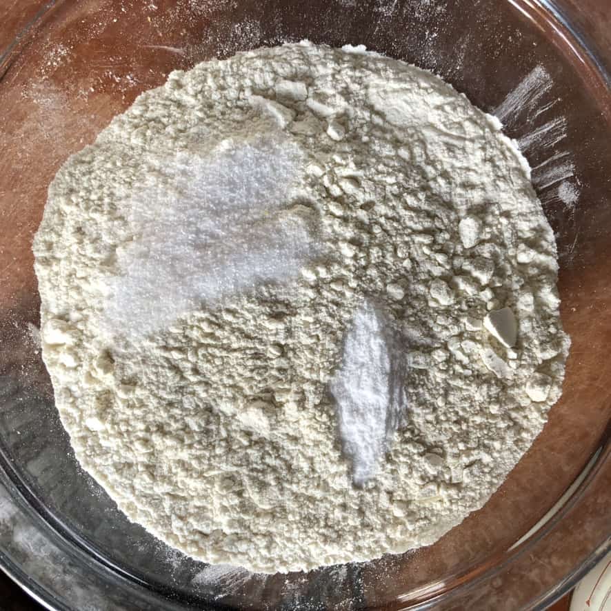all the dry ingredients added to a mixing bowl