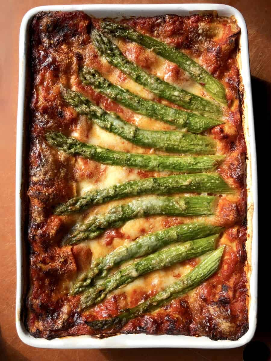 Speck and Asparagus lasagna just out of the oven