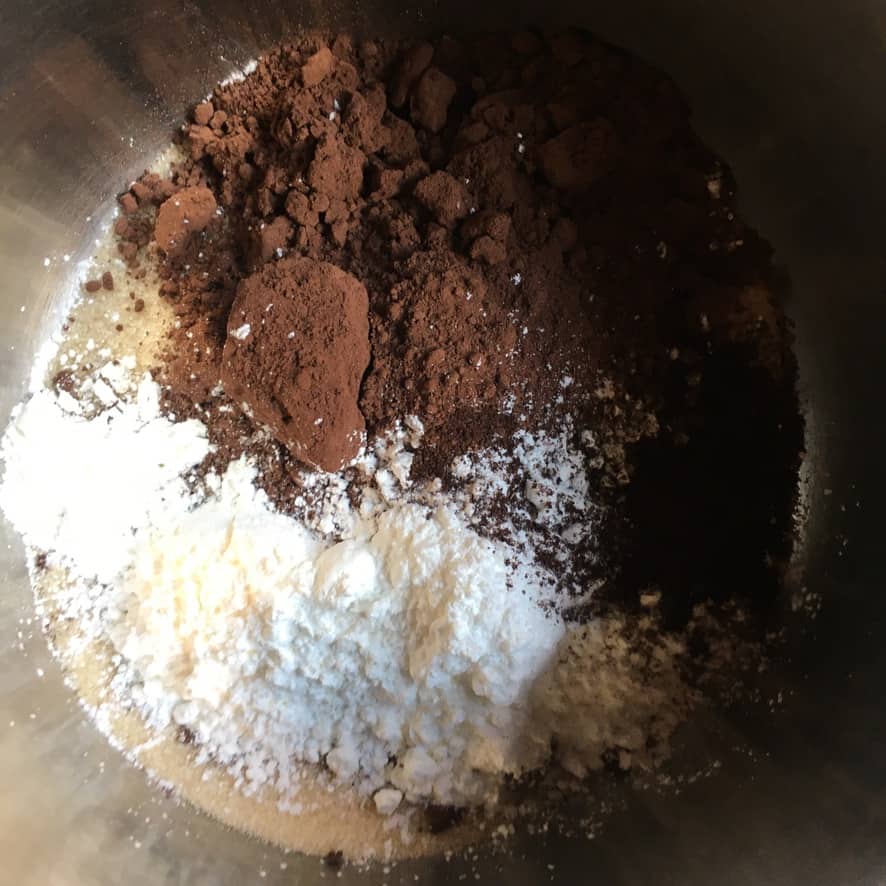 sugar, cocoa powder, cornstarch, and milk for the pudding mixture