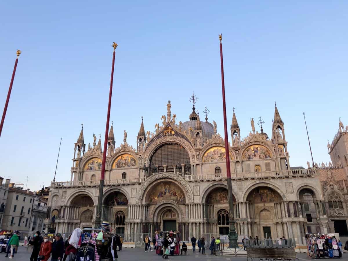 a view of St. Mark's basilica in Venice Italy