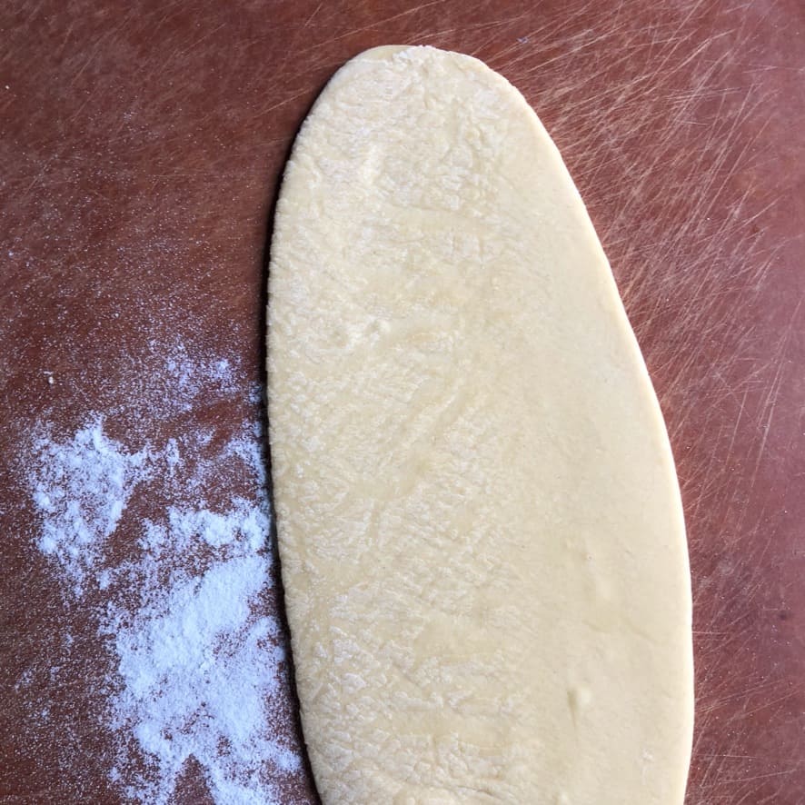 a just-rolled out pasta piece on the widest setting