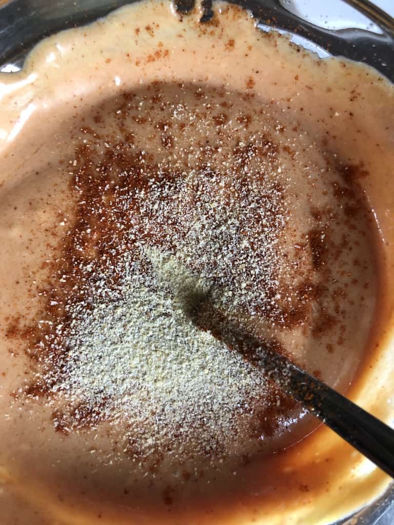 Smoky burger sauce before being mixed to combine.