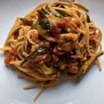 spaghetti with a fresh tomato and zucchini pasta sauce