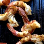 grilling shrimp on a cast iron grill pan