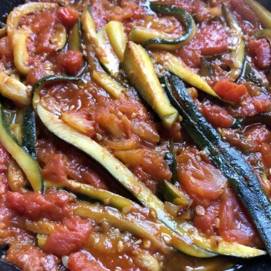 garden fresh tomato and sauteed zucchini sugo (pasta sauce)