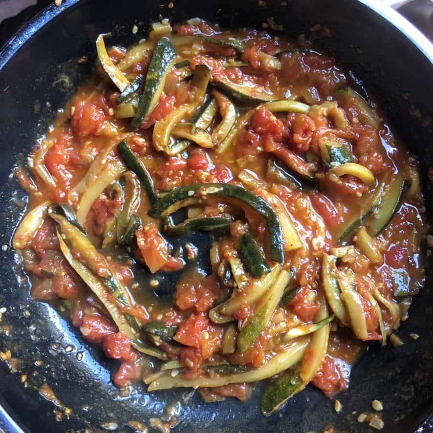 garden fresh tomato and sauteed zucchini sugo (pasta sauce)