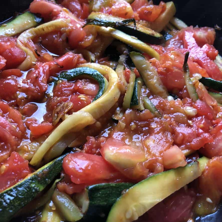 garden fresh tomato and sauteed zucchini sugo (pasta sauce)