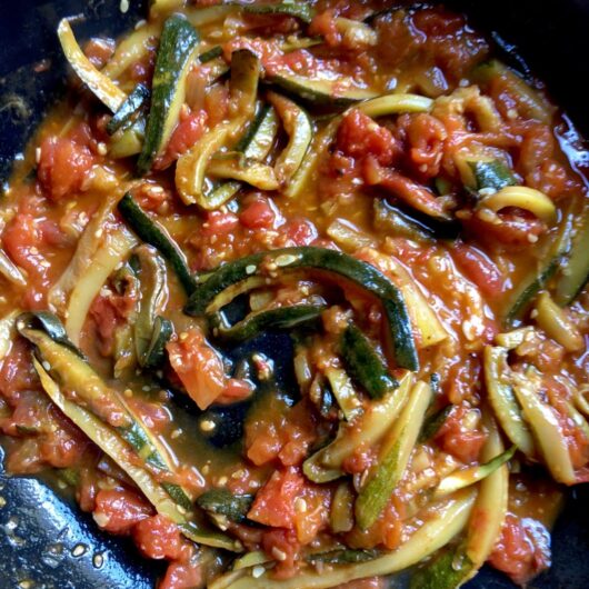 garden fresh tomato and sauteed zucchini sugo (pasta sauce)