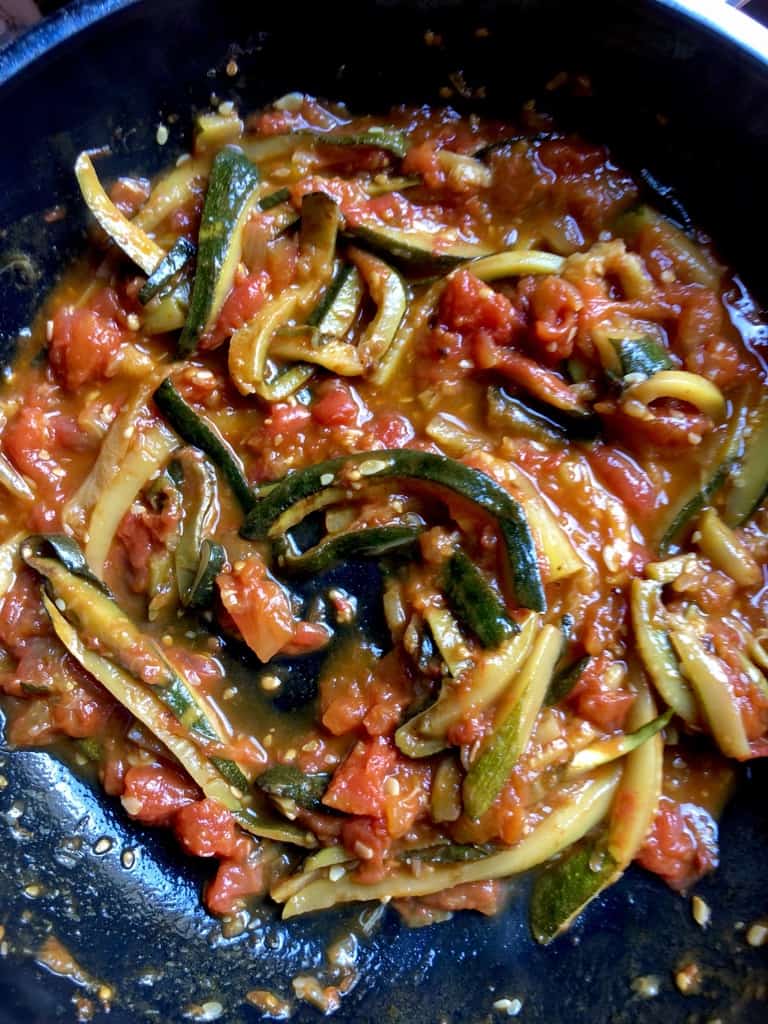 garden fresh tomato and sauteed zucchini sugo (pasta sauce)