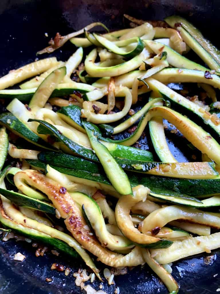 sauteed zucchini slivers