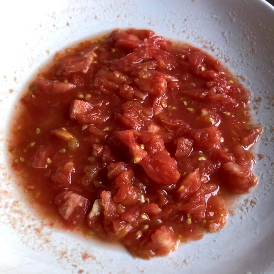 chopped tomatoes in a bowl