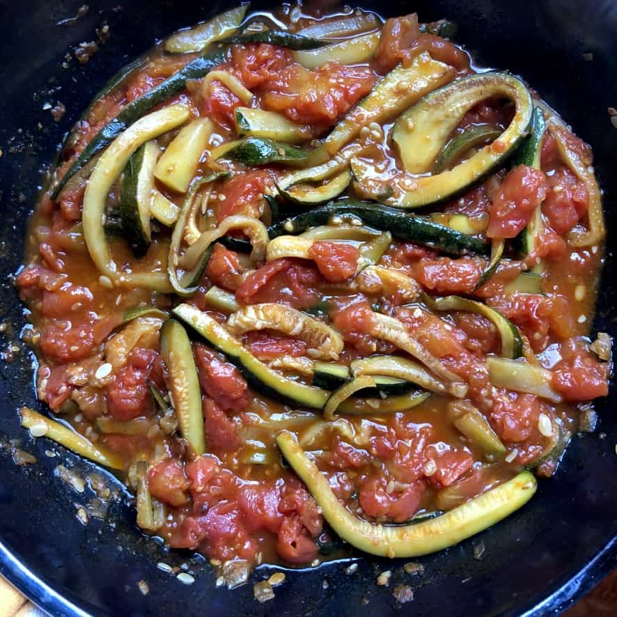 garden fresh tomato and sauteed zucchini sugo (pasta sauce)