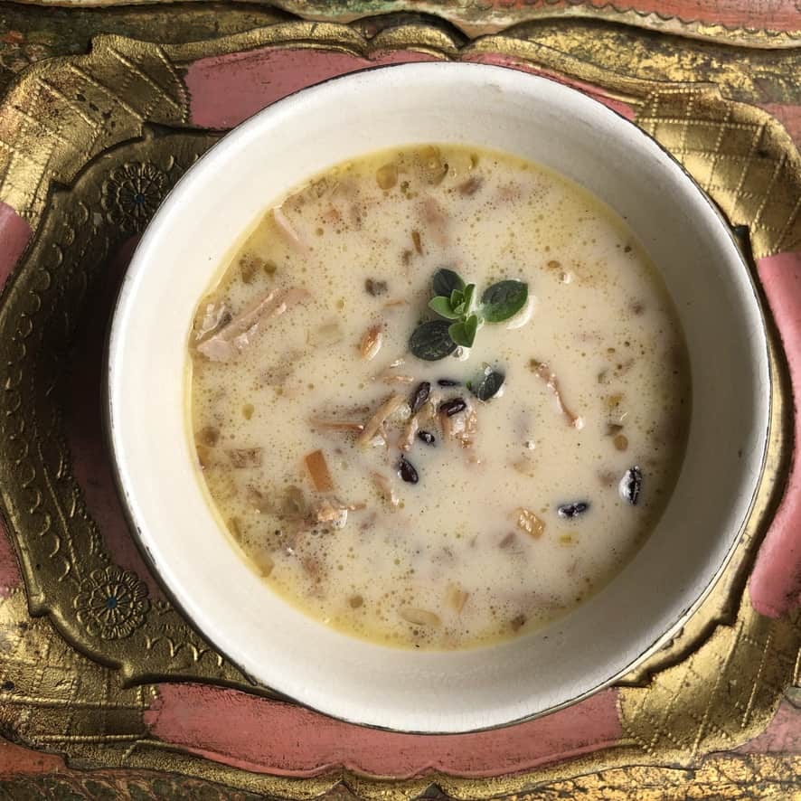 a bowl of delicious turkey and wild rice soup
