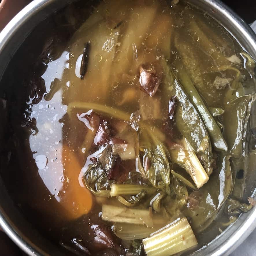 homemade broth before being strained