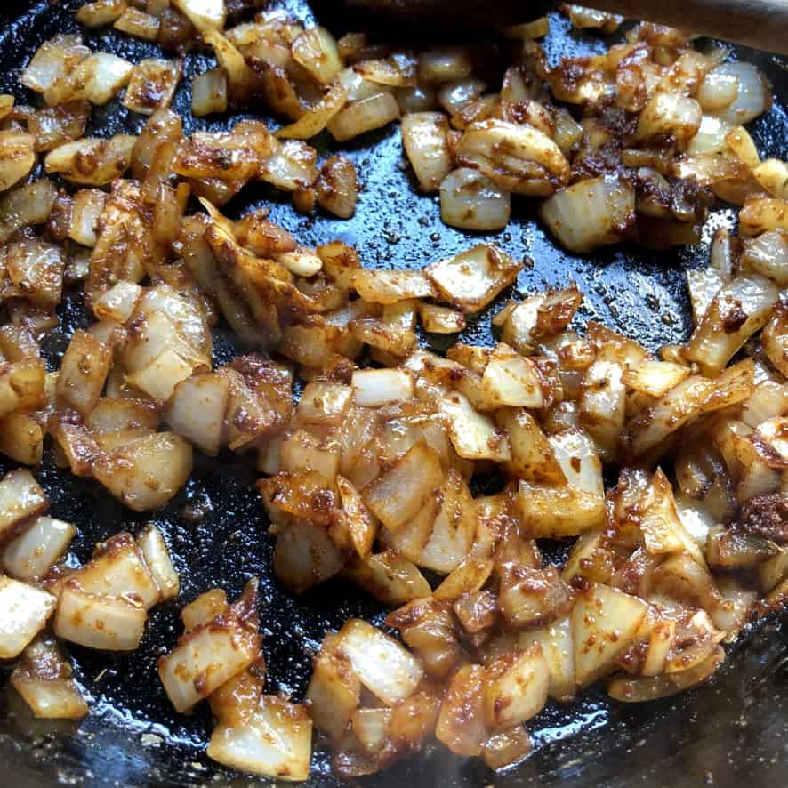 onions mixed together with the spice mixture in the skillet soft and tender mixed with chipotle in adobo sauce