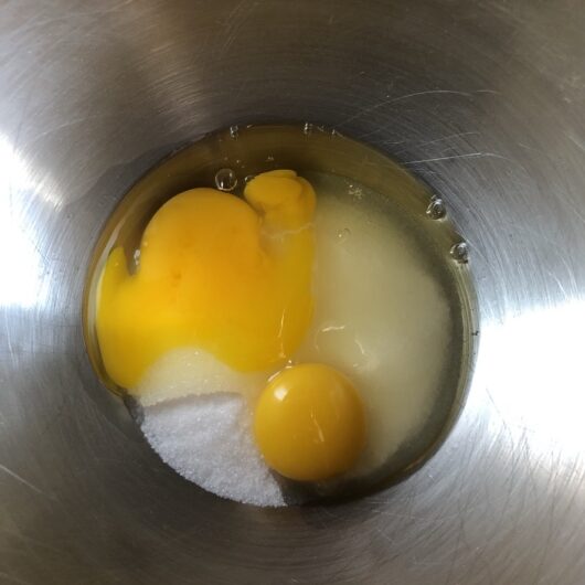 eggs added to sugar