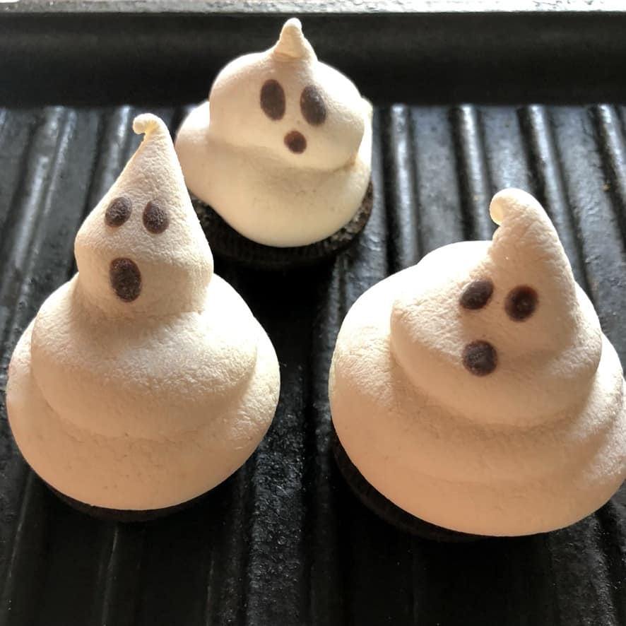 ghost smores on a grill pan