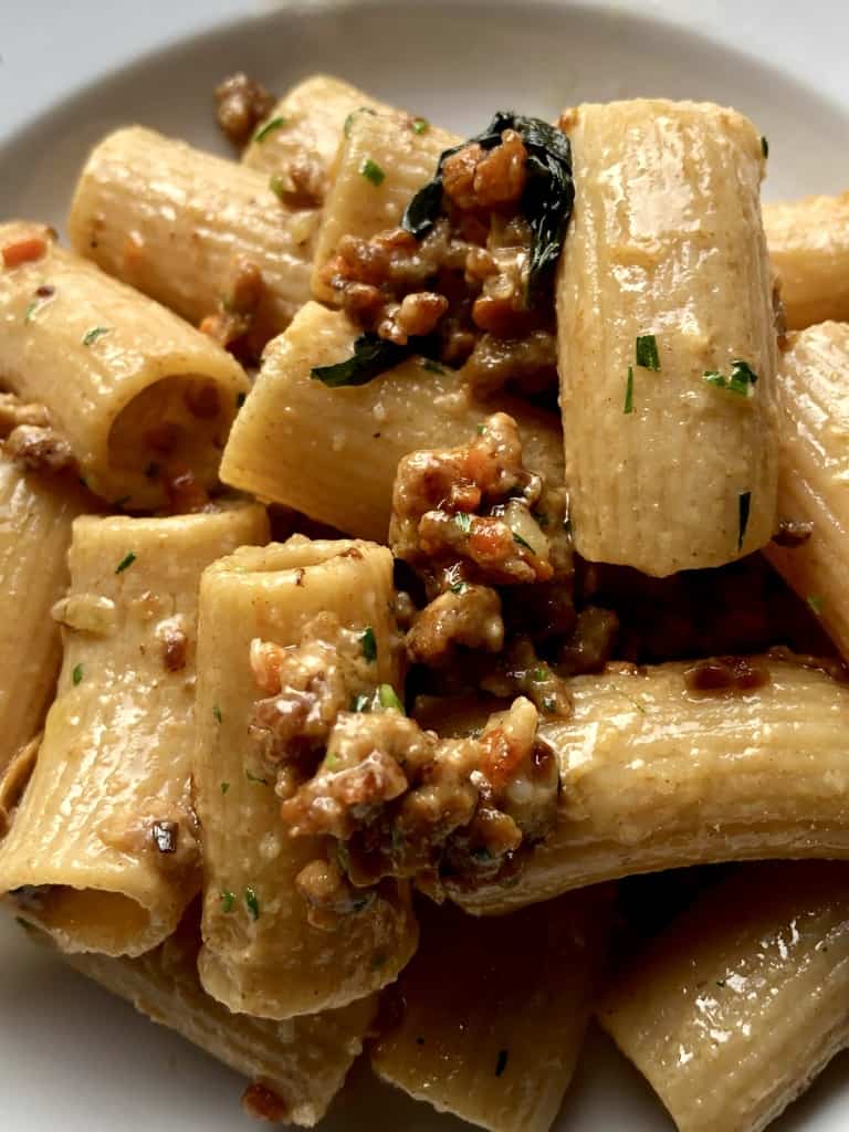 lightly creamy rigatoni pasta with sausage