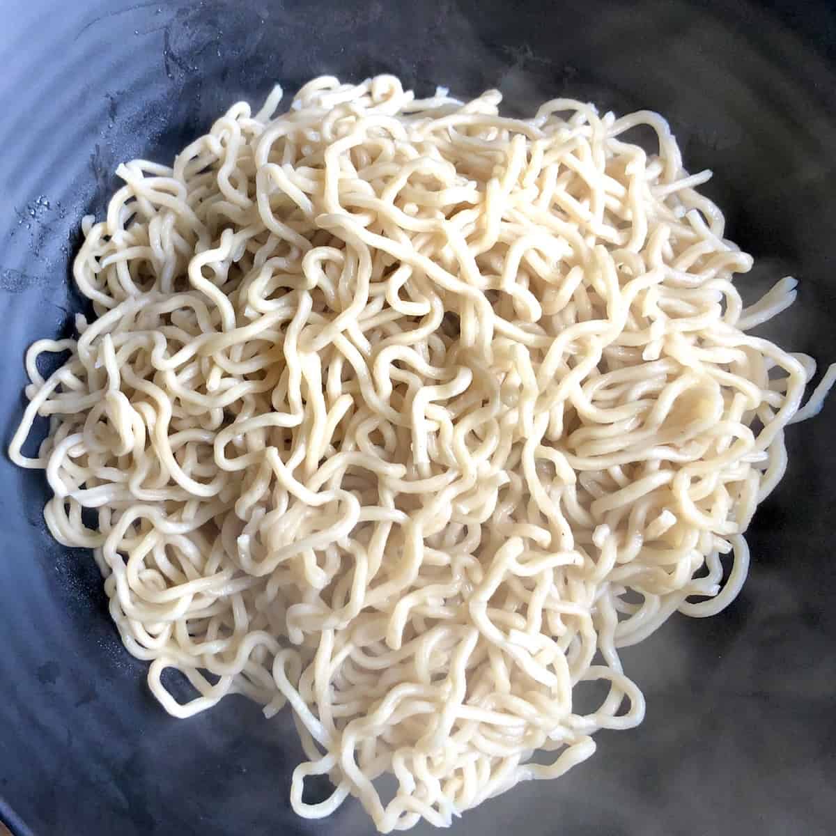 Fully cooked homemade ramen noodles.