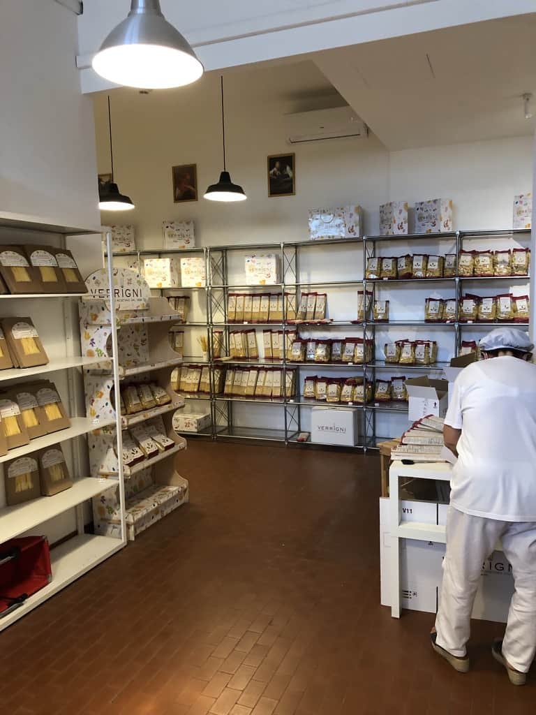 Inside the Verrigni pasta store that's attached to the pasta factory.