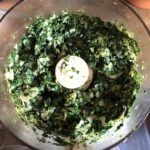 spinach, garlic and artichokes chopped in a food processor
