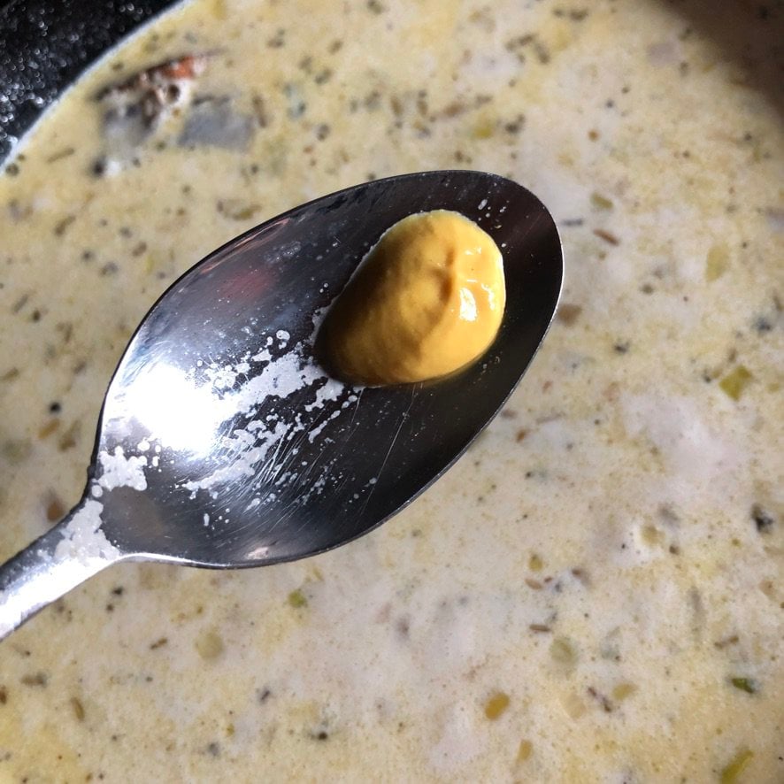 adding a tiny amount of regular mustard to the mixture