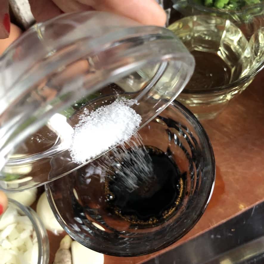 adding a little sugar to the soy sauce and combining it